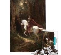 Puzzle da 1000 pezzi per adulti Cavaliere su cavallo bianco nella foresta Gioco educativo e stimolante divertente e spiritoso Regalo perfetto per il Secret Santa (dimensioni 38x52cm)