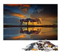 Puzzle da 1000 pezzi per adulti cavalli al tramonto e acqua puzzle per famiglie attività divertenti a casa regalo di compleanno regali da viaggio (dimensioni 75x50 cm)