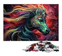 Puzzle da 1000 pezzi per adulti, cavalli psichedelici colorati, puzzle per adulti, attività divertenti a casa, regalo di compleanno, regali da viaggio 26X38CM/10,23x14,96 pollici
