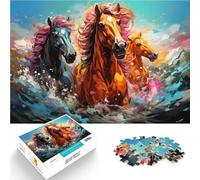 Puzzle da 1000 pezzi per adulti, cavallo, acqua, giocattolo antistress, 26 x 38 cm, intera famiglia per adolescenti dai 14 anni in su