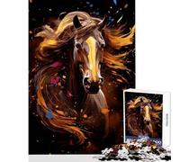 Puzzle da 1000 pezzi per adulti cavallo al galoppo dipinto giocattoli antistress ottimi regali e giocattoli per giochi educativi allena il cervello e le mani dimensioni 38x26cm