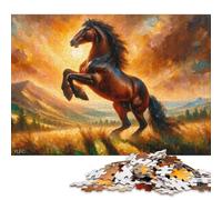 Puzzle da 1000 pezzi per adulti Cavallo al tramonto dorato Puzzle quadrato per adulti e puzzle in legno Decorazioni per la casa Regali di Natale 1000 pezzi (75x50 cm)