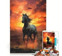 Puzzle da 1000 pezzi per adulti Cavallo al tramonto gioco divertente interazione genitore-figlio ogni pezzo è unico 38x26cm
