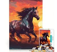 Puzzle da 1000 pezzi per adulti Cavallo al tramonto gioco educativo allena la mente e le mani collezione d'artista belle arti 38x52cm