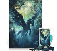 Puzzle da 1000 pezzi per adulti Cavallo alato nella foresta,gioco di memoria divertente con componenti robusti e ben definiti, alleviare lo stress (38x26cm)