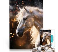 Puzzle da 1000 pezzi per adulti cavallo bianco frisone magico Assemblaggio del modello Decorazione murale Regali unici per compleanno e Natale 50x70cm