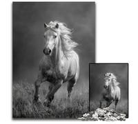 Puzzle da 1000 pezzi per adulti, cavallo bianco, puzzle in legno, rompicapo impegnativo per adolescenti, divertente serata di giochi in famiglia, 50x75cm