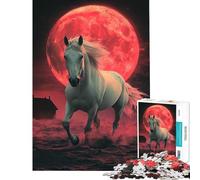 Puzzle da 1000 pezzi per adulti Cavallo bianco sotto la luna di sangue Gioco impegnativo e stimolante per tutta la famiglia adatto a partire dai 14 anni Dimensioni 38x52cm