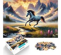 Puzzle da 1000 pezzi per adulti Cavallo che corre attraverso le montagne Rompicapo per Decorazione murale Regali unici per compleanno e Natale 75x50cm
