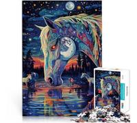 Puzzle da 1000 pezzi per adulti Cavallo colorato fantasy Fatto di cartone per età pari o superiore a 14 anni gioco educativo di apprendimento Migliorare l'amore tra le coppie misurare:26x38cm