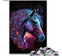 Puzzle da 1000 pezzi per adulti, cavallo cosmico in legno, Capodanno, regalo per le feste, 50x75cm, coinvolgente attività di gioco per la famiglia