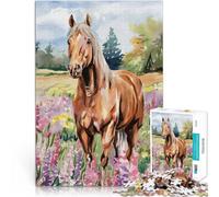 Puzzle da 1000 pezzi per adulti Cavallo in un campo di fiori Giochi educativi Decorazione della casa è ideale come regalo per tutta la famiglia 52x38cm