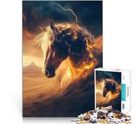 Puzzle da 1000 pezzi per adulti Cavallo in una tempesta nel deserto Difficile Duro Decorazione murale Regali unici per compleanno e Natale 75x50cm