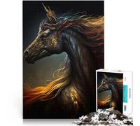 Puzzle da 1000 pezzi per adulti Cavallo nero Giocattoli che creano dipendenza e sfidano l'intelligenza del cervello Opera d'arte 38x26cm