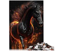 Puzzle da 1000 pezzi per adulti cavallo nero puzzle game Family Game Stress Reliever Difficult Challenge Puzzle 38 x 52 cm