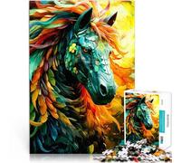 Puzzle da 1000 pezzi per adulti Cavallo psichedelico Difficile da completare ma divertente e umoristico Adatto per la decorazione del desktop 38x26cm