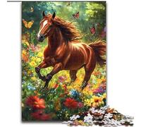 Puzzle da 1000 pezzi per adulti "Cavallo tra i fiori", puzzle da 1000 pezzi per adulti, per donne, regali per uomini (dimensioni 26x38cm)