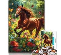 Puzzle da 1000 pezzi per adulti cavallo tra i fiori puzzle per adolescenti sfida di intelligenza cerebrale giocattoli avvincenti per la decorazione della casa 75x50cm