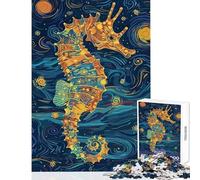 Puzzle da 1000 pezzi per adulti cavalluccio marino in una notte stellata gioco pratico educativo decorazione per la casa collezione d'artista belle arti (52x38cm)