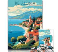 Puzzle da 1000 pezzi per adulti, Cefalonia, Grecia, giocattoli educativi per l'apprendimento, giochi per famiglie con poster abbinato e foglio di quiz, 50x75cm