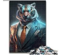 Puzzle da 1000 pezzi per adulti, CEO Tiger in Suit, puzzle da 1000 pezzi per adulti, gioco interattivo per famiglie, decorazione fai da te per la casa, rompicapo stimolante (dimensioni 26x38cm)