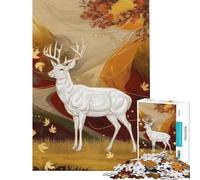 Puzzle da 1000 pezzi per adulti cervo bianco in autunno difficile e stimolante per divertimento in famiglia gioco divertente per ragazzi dai 14 anni in su (38x26cm)