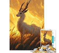 Puzzle da 1000 pezzi per adulti Cervo bianco nel fuoco gioco educativo sfida per l'intelligenza giocattolo avvincente regalo divertente attività per la famiglia (dimensioni 38x52cm)