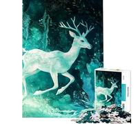 Puzzle da 1000 pezzi per adulti Cervo bianco nella foresta turchese Puzzle per adulti giochi di relax analisi e logica attività divertenti da fare a casa (Dimensioni 38x26cm)