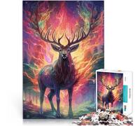 Puzzle da 1000 pezzi per adulti Cervo con fiori Difficile da completare ma divertente e umoristico offerte come regali per tutta la famiglia 52x38cm