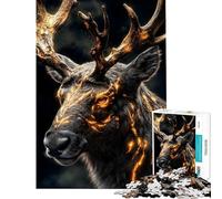 Puzzle da 1000 pezzi per adulti cervo dalle corna dorate puzzle per adulti giocattolo decorativo da parete difficile unico regalo di compleanno (dimensioni 38x52cm)