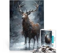 Puzzle da 1000 pezzi per adulti Cervo d'inverno 2 Difficile da completare ma divertente e umoristico Lista dei desideri con Babbo Natale 75x50cm
