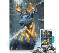 Puzzle da 1000 pezzi per adulti, Cervo fiammeggiante in inverno, Gioco educativo, Difficile e stimolante, Collezione d'artista, Belle Arti 38x26cm