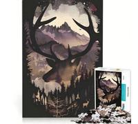 Puzzle da 1000 pezzi per adulti "Cervo nel bosco", gioco educativo, allena la mente e la mano, collezione d'artista, belle arti 38x52cm
