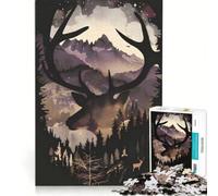 Puzzle da 1000 pezzi per adulti, Cervo nel bosco, Gioco educativo, Difficile e stimolante, Collezione d'artista, Belle arti 38x26cm
