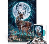 Puzzle da 1000 pezzi per adulti Cervo nella foresta illuminata dalla luna Gara di velocità delle mani Lista dei desideri con Babbo Natale 75x50cm