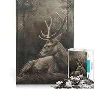 Puzzle da 1000 pezzi per adulti: Cervo nella foresta mistica gioco rompicapo divertente antistress ottimo regalo per gli appassionati di videogiochi 50x75cm