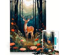 Puzzle da 1000 pezzi per adulti,cervo nella foresta,pixel art,bordo pulito,decorazione,attività cerebrale,divertimento,facile,regalo di compleanno,stimolante per la mente (38x26cm)