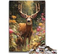 Puzzle da 1000 pezzi per adulti, cervo nella giungla, gioco rompicapo, decorazione da parete, regali unici per compleanno e Natale, 38x26cm