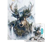 Puzzle da 1000 pezzi per adulti Cervo Spirito del Bosco gioco pratico di assemblaggio interazione genitore-figlio (dimensioni 38x52cm)