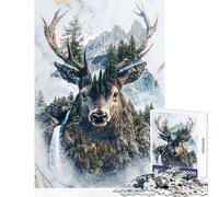 Puzzle da 1000 pezzi per adulti Cervo Spirito del Bosco Puzzle da 1000 pezzi Gioco rilassante Regalo di Babbo Natale segreto Adatto alle coppie (38x52cm)