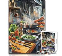 Puzzle da 1000 pezzi per adulti Chef che cucina in cucina Adatto per coppie Gioco pratico Regalo per donne e uomini (dimensioni 50x75cm)