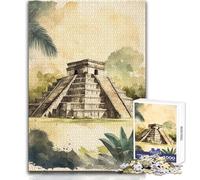 Puzzle da 1000 pezzi per adulti Chichen Itza Acquerello Divertente e tranquillo Tempo libero Gioco di precisione esatto Dimensioni giocattolo 38x52cm