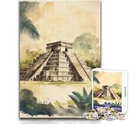Puzzle da 1000 pezzi per adulti Chichen Itza Acquerello Goditi momenti di pace e tranquillità Gioco di taglio ad alta precisione Dimensioni 50x75cm