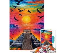 Puzzle da 1000 pezzi per adulti Chichén Itzá Piramide Tramonto Aiuta ad allenare la mente Antistress Gioco per famiglie dai 14 anni in su (50x75cm)