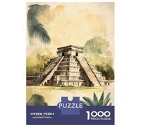 Puzzle Da 1000 Pezzi Per Adulti Chichen Itza Watercolor Puzzle Per Adulti Gioco Pratico Decorazione Da Parete Ottimo Regalo Per I Giocatori 70x50cm/1000pcs