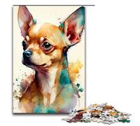 Puzzle da 1000 pezzi per adulti Chihuahua Acquerello Anima Jigsaw Decorazione da parete Regali unici per compleanno e Natale 75x50cm