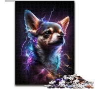 Puzzle da 1000 pezzi per adulti, Chihuahua colorato in legno, un regalo perfetto per il divertimento in famiglia, 50x75cm, per feste, compleanni e serate di giochi in famiglia