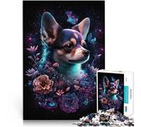 Puzzle da 1000 pezzi per adulti Chihuahua gioco di fiori giocattolo 26 x 38 cm con poster e quiz abbinati per adolescenti dai 14 anni in su