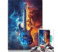 Puzzle da 1000 pezzi per adulti, chitarra di ghiaccio e fuoco, per adulti e adolescenti, ideale come regalo per tutta la famiglia, dai 14 anni in su, 50x75cm