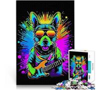 Puzzle da 1000 pezzi per adulti CHITARRA ELETTRICA DOG Difficile da completare ma divertente e umoristico Decorazione della casa 75x50cm